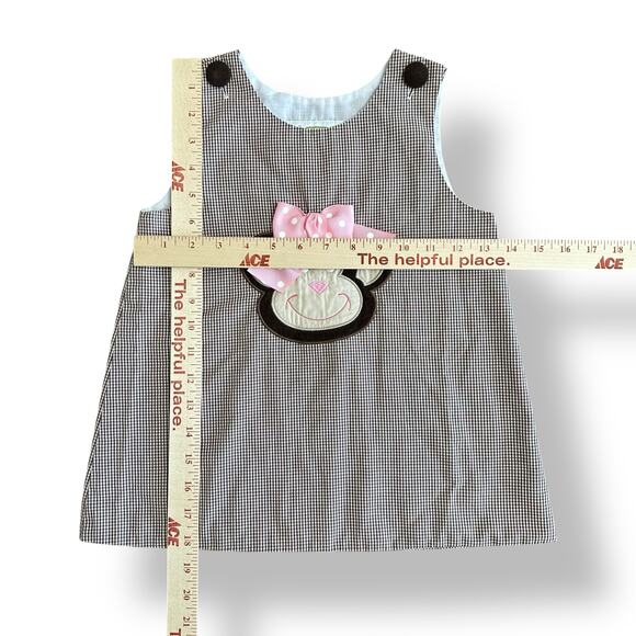 Castles and‎ Crowns Gingham Monkey Dress girls Size 5 Brown Pink - Picture 3 of 6